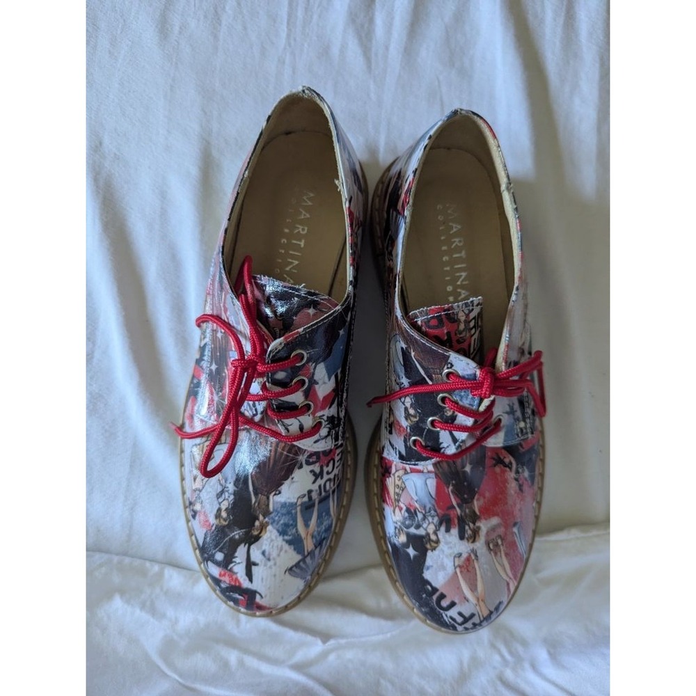 Martina Collection Oxford Shoes Multicolor Graphic Pop Art Sz 37 Streetwear Y2K